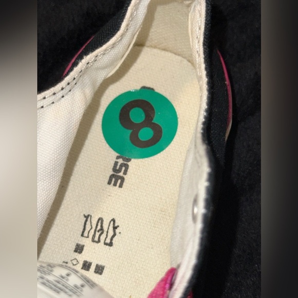 Converse All Star Infant Low-Top 8 Double Tongue Canvas Shoes Black/Pink 722353F - Picture 6 of 9